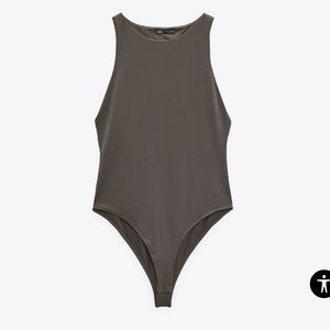 Zara halter neck bodysuit. Button snap button closure. Size S. Army green brown